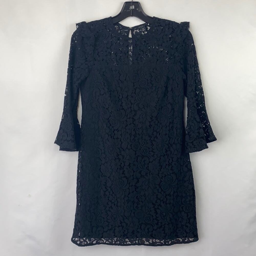 Ann Taylor Women's Black Lacy Long Sleeve Dress Size 00 Petite